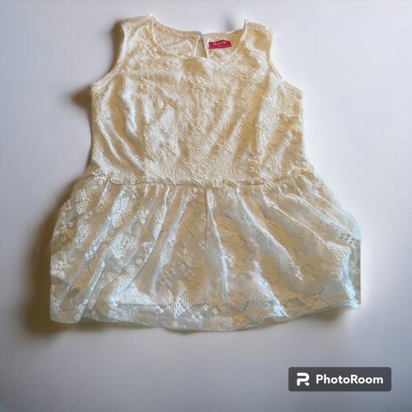 Shasa Women's White Lace Peplum Tank top Blouse sz M - Picture 5 of 10